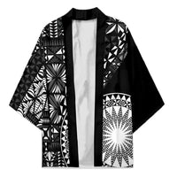 Black Tongan Ngatu Fonulei Pattern Kimono LT9 Unisex Black - Polynesian Pride