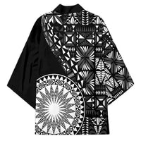 Black Tongan Ngatu Fonulei Pattern Kimono LT9 - Polynesian Pride