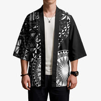Black Tongan Ngatu Fonulei Pattern Kimono LT9 - Polynesian Pride