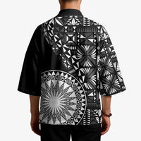 Black Tongan Ngatu Fonulei Pattern Kimono LT9 - Polynesian Pride