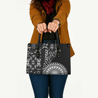 Black Tongan Ngatu Fonulei Pattern Leather Bag - Polynesian Pride
