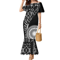 Black Tongan Ngatu Fonulei Pattern Mermaid Dress LT9 Women Black - Polynesian Pride