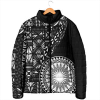 Black Tongan Ngatu Fonulei Pattern Padded Jacket LT9 - Polynesian Pride