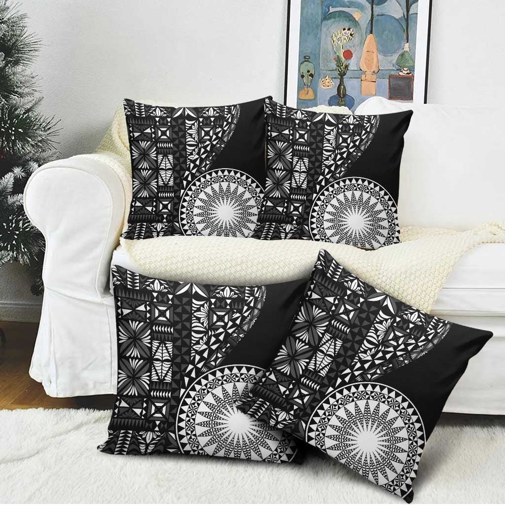 Black Tongan Ngatu Fonulei Pattern Pillow Cover - Polynesian Pride