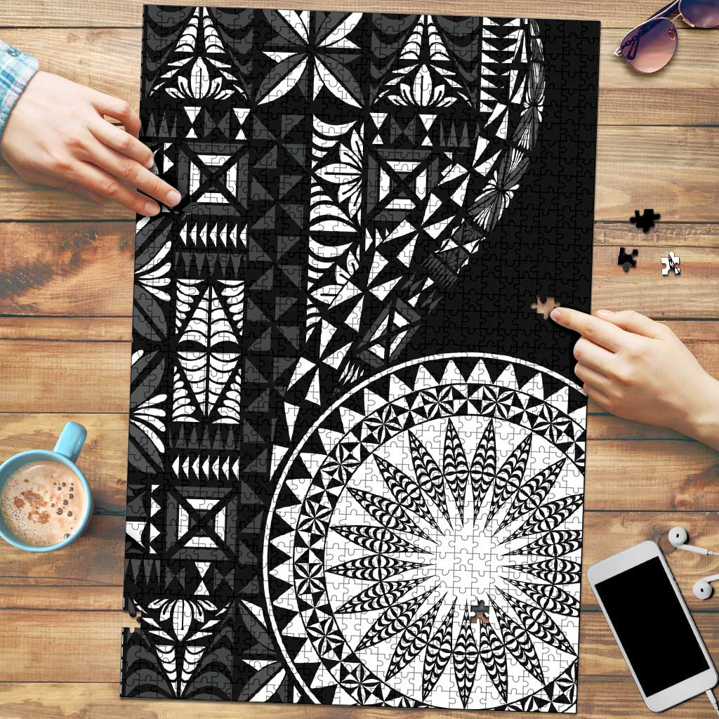 Black Tongan Ngatu Fonulei Pattern Puzzle LT9 Black - Polynesian Pride