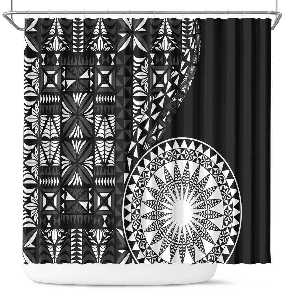 Black Tongan Ngatu Fonulei Pattern Shower Curtain