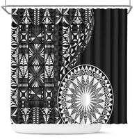 Black Tongan Ngatu Fonulei Pattern Shower Curtain