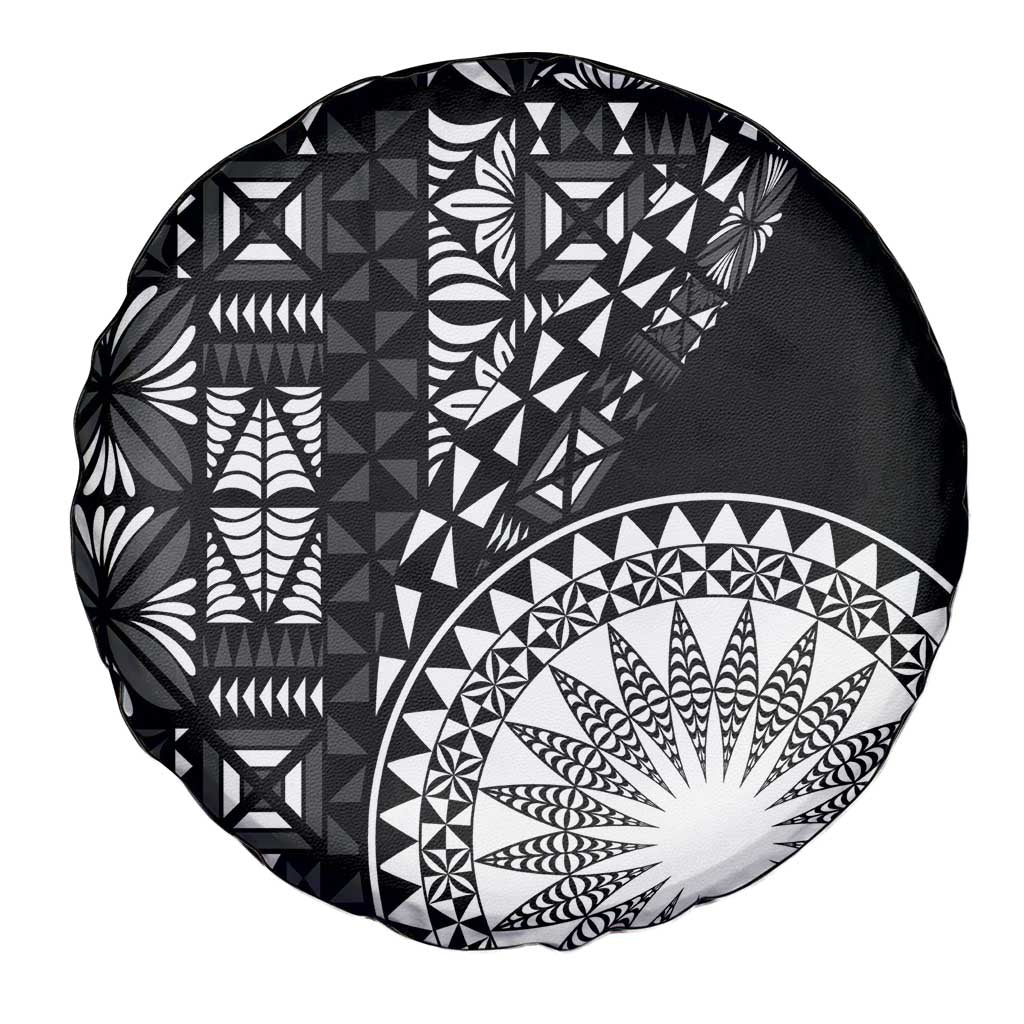 Black Tongan Ngatu Fonulei Pattern Spare Tire Cover LT9 - Polynesian Pride