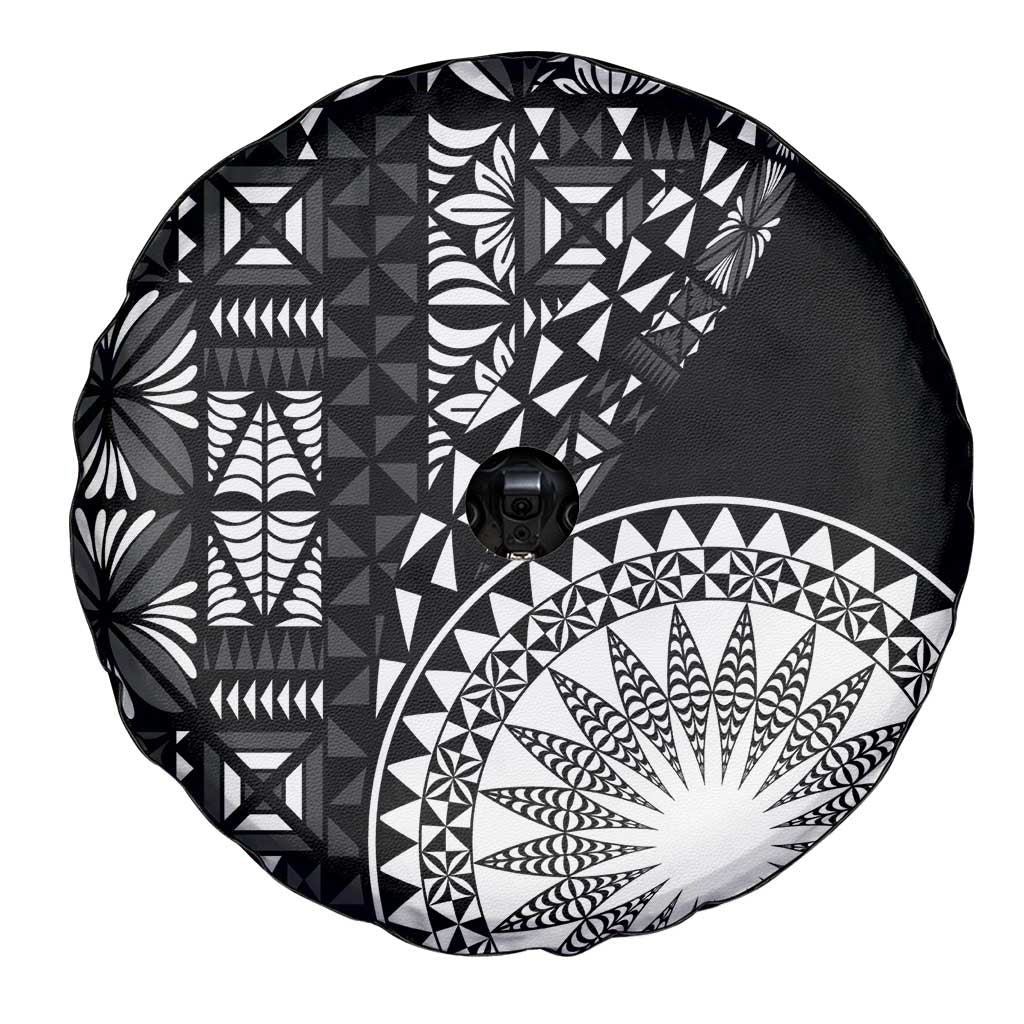 Black Tongan Ngatu Fonulei Pattern Spare Tire Cover LT9 - Polynesian Pride