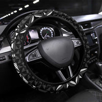 Black Tongan Ngatu Fonulei Pattern Steering Wheel Cover LT9 Universal Fit Black - Polynesian Pride
