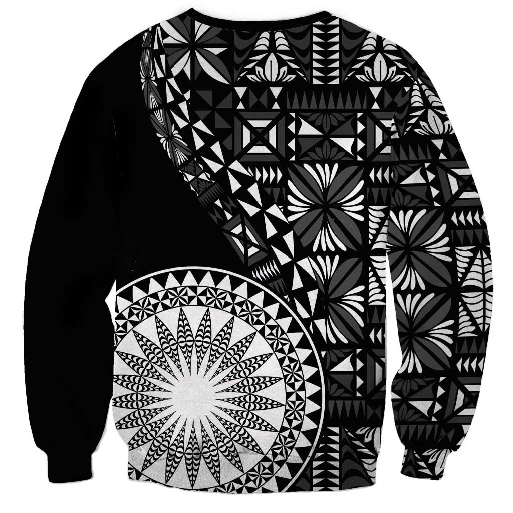 Black Tongan Ngatu Fonulei Pattern Sweatshirt LT9 - Polynesian Pride