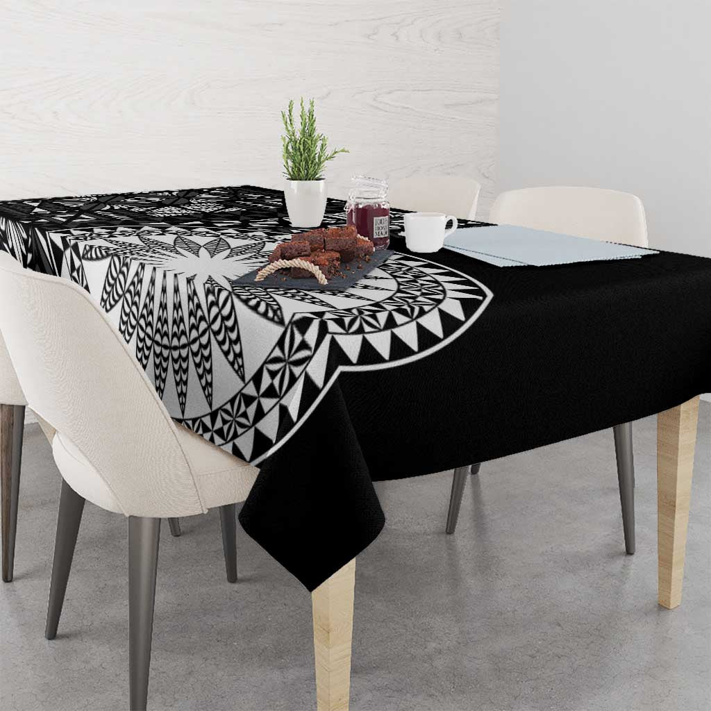 Black Tongan Ngatu Fonulei Pattern Tablecloth LT9 - Polynesian Pride