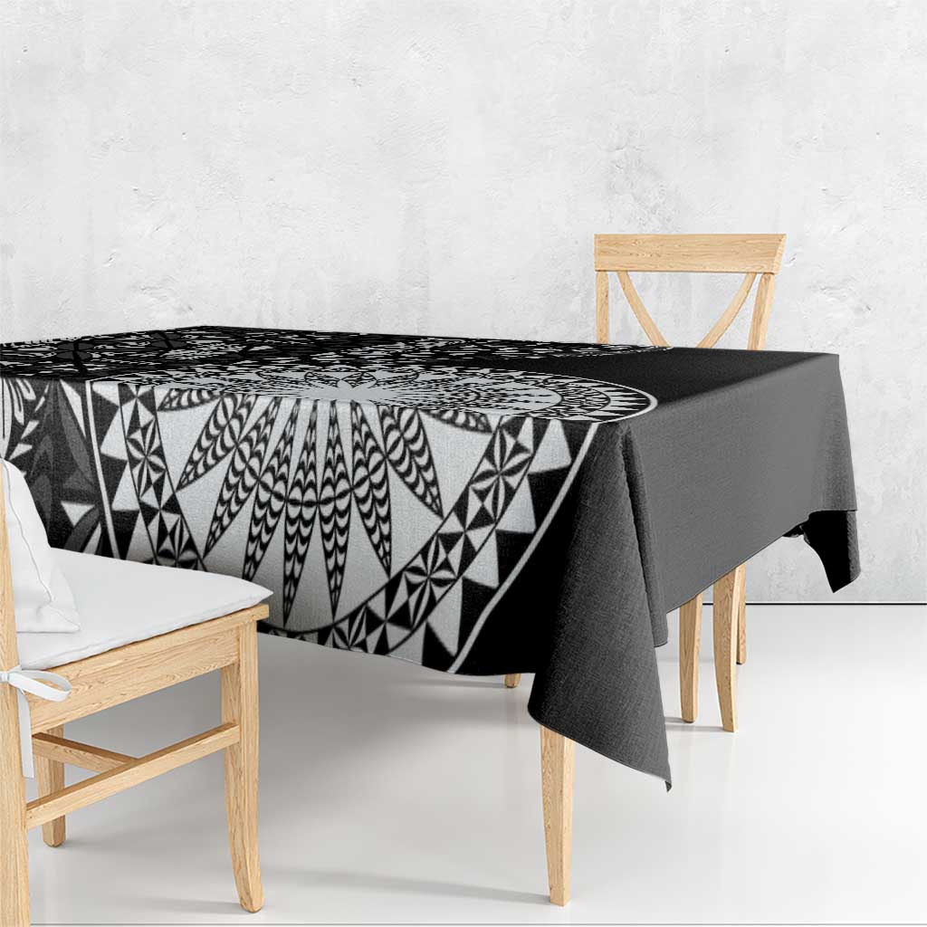 Black Tongan Ngatu Fonulei Pattern Tablecloth LT9 - Polynesian Pride