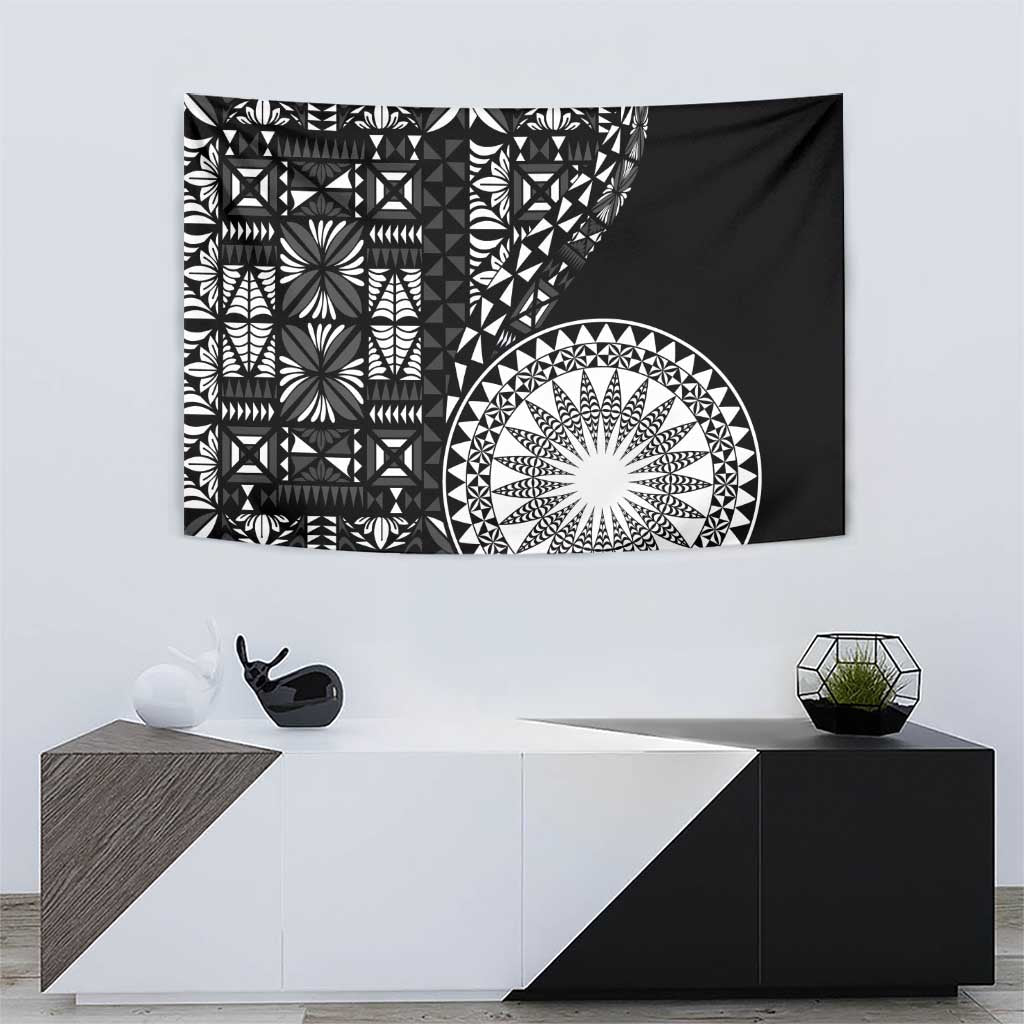 Black Tongan Ngatu Fonulei Pattern Tapestry