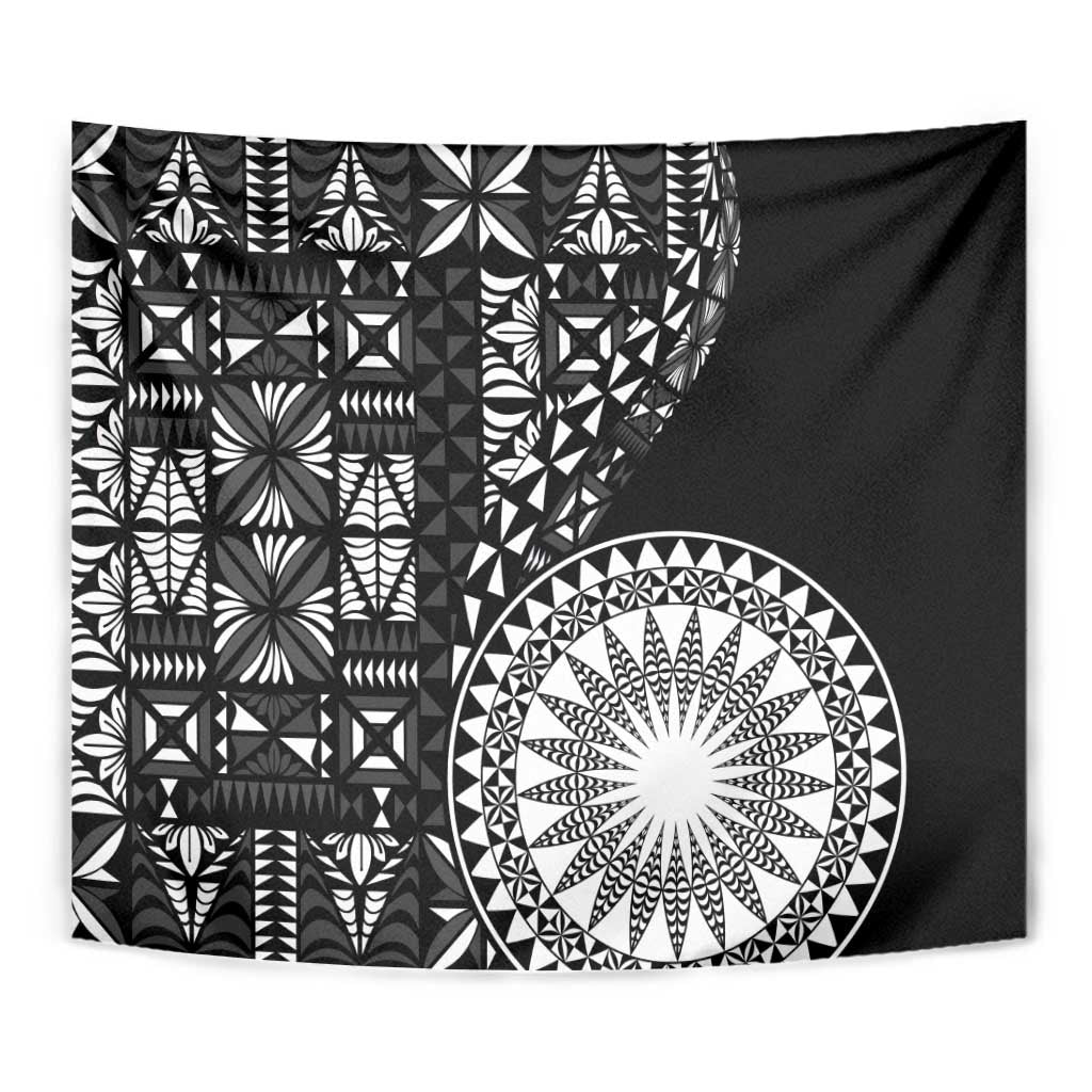 Black Tongan Ngatu Fonulei Pattern Tapestry