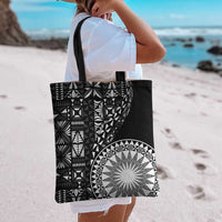 Black Tongan Ngatu Fonulei Pattern Tote Bag - Polynesian Pride