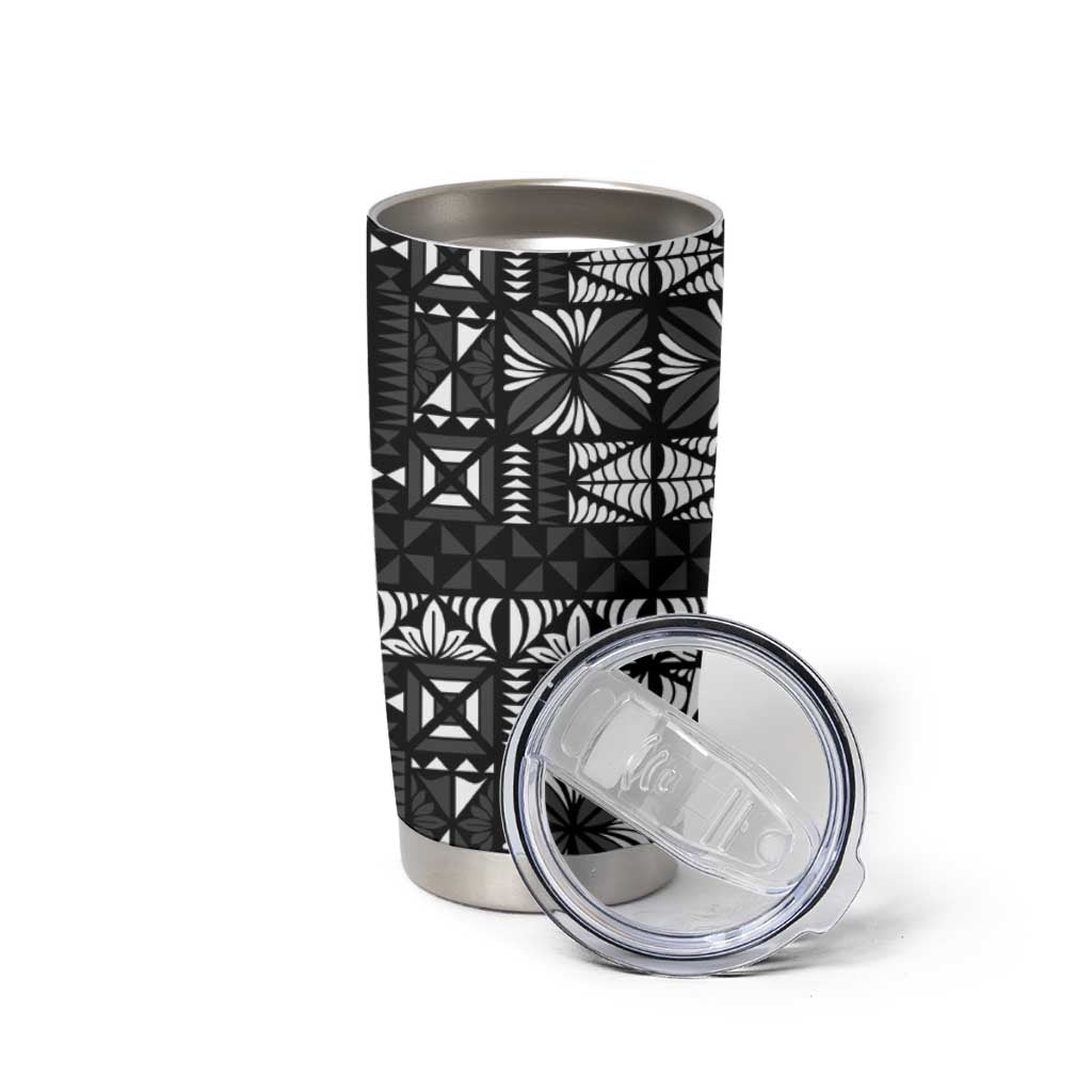 Black Tongan Ngatu Fonulei Pattern Tumbler Cup