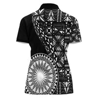 Black Tongan Ngatu Fonulei Pattern Women Polo Shirt