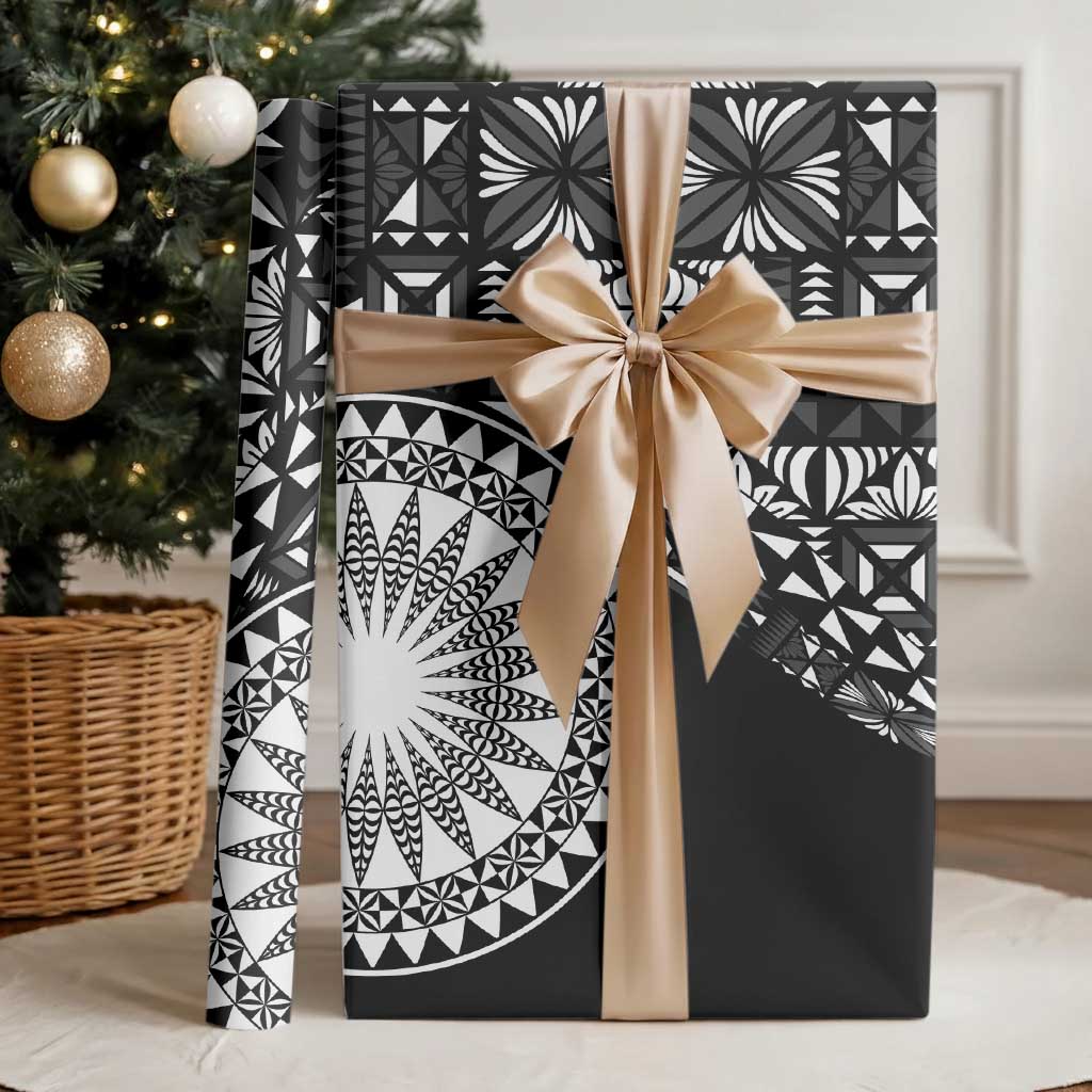 Black Tongan Ngatu Fonulei Pattern Wrapping Paper - Polynesian Pride