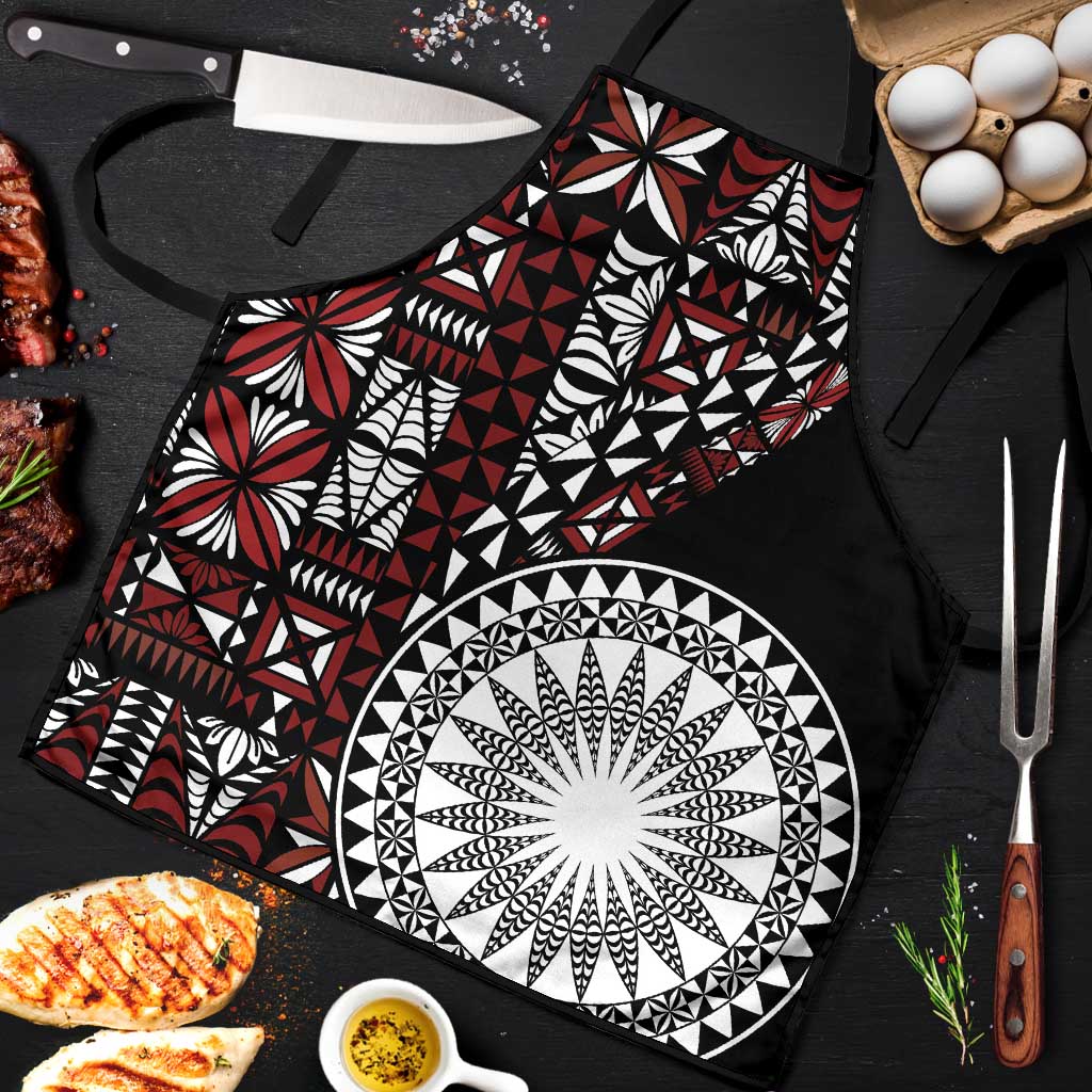 Red Tongan Ngatu Fonulei Pattern Apron LT9 Red - Polynesian Pride