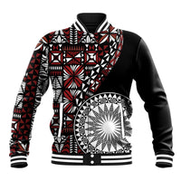 Red Tongan Ngatu Fonulei Pattern Baseball Jacket LT9 Unisex Red - Polynesian Pride