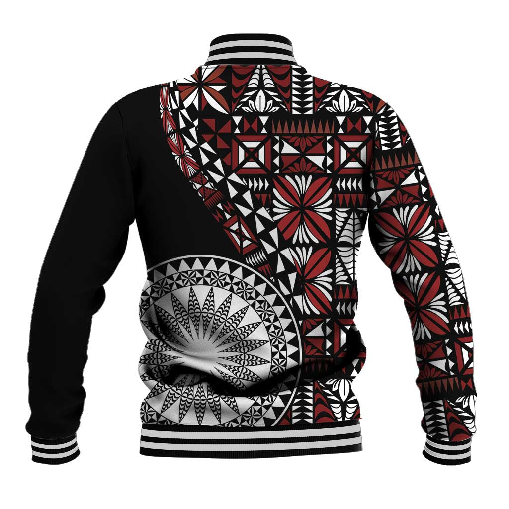 Red Tongan Ngatu Fonulei Pattern Baseball Jacket LT9 - Polynesian Pride