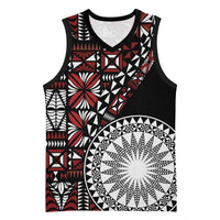 Red Tongan Ngatu Fonulei Pattern Basketball Jersey LT9 Unisex Red - Polynesian Pride