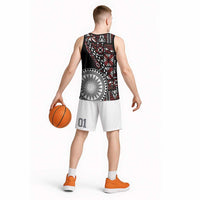 Red Tongan Ngatu Fonulei Pattern Basketball Jersey LT9 - Polynesian Pride