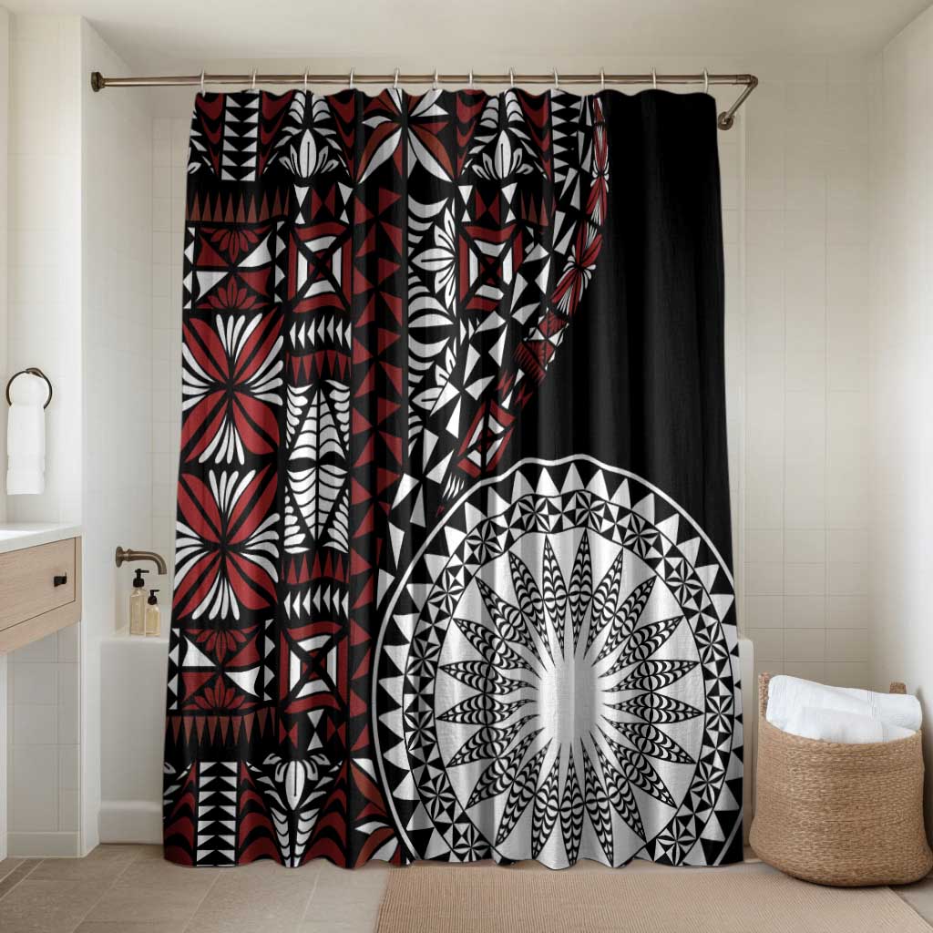 Red Tongan Ngatu Fonulei Pattern Bathroom Set - Polynesian Pride
