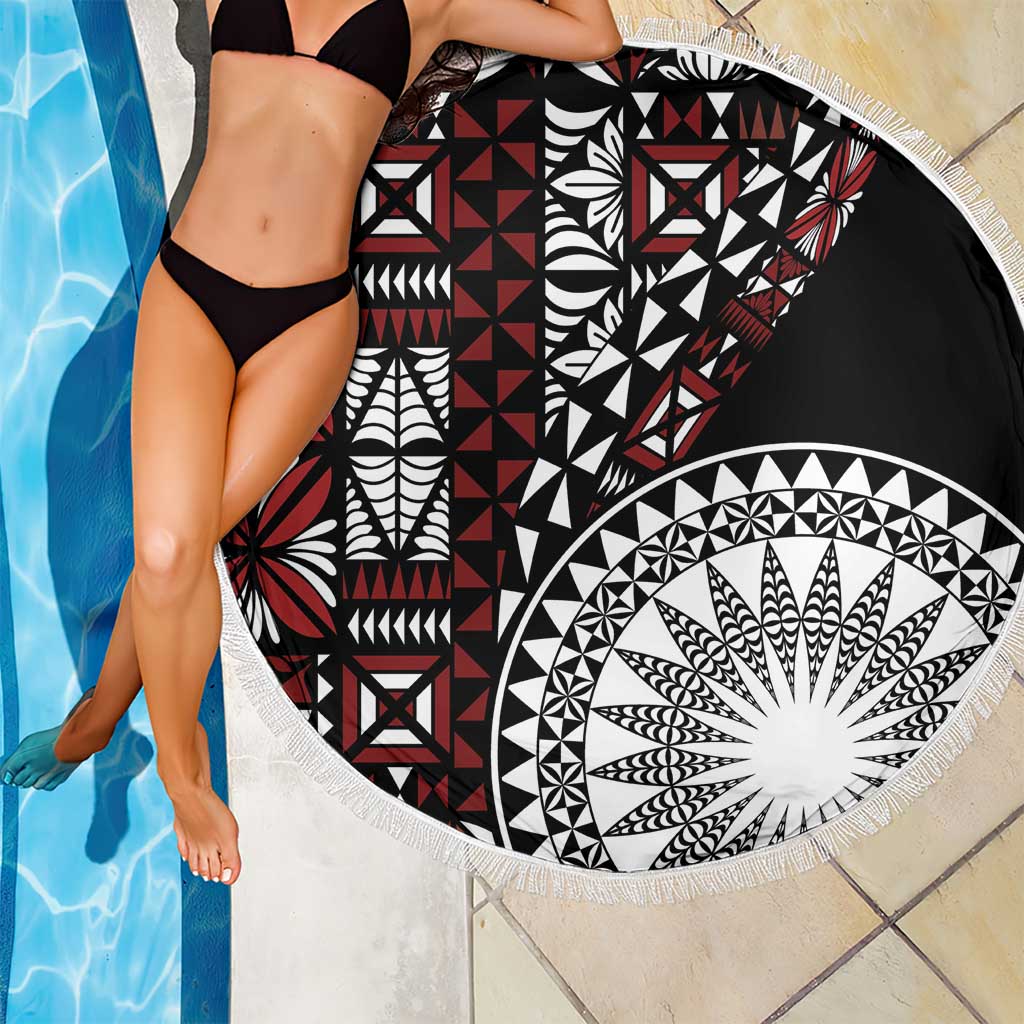 Red Tongan Ngatu Fonulei Pattern Beach Blanket LT9 - Polynesian Pride