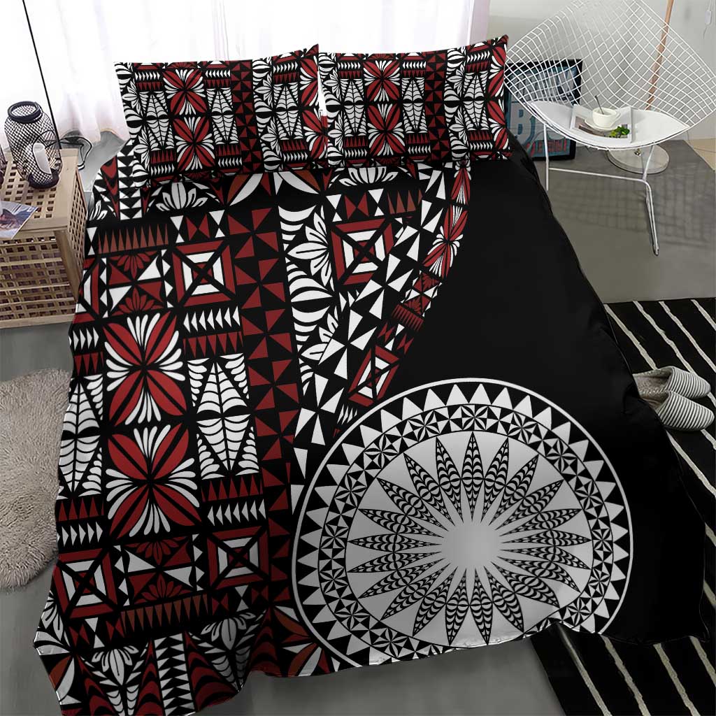 Red Tongan Ngatu Fonulei Pattern Bedding Set