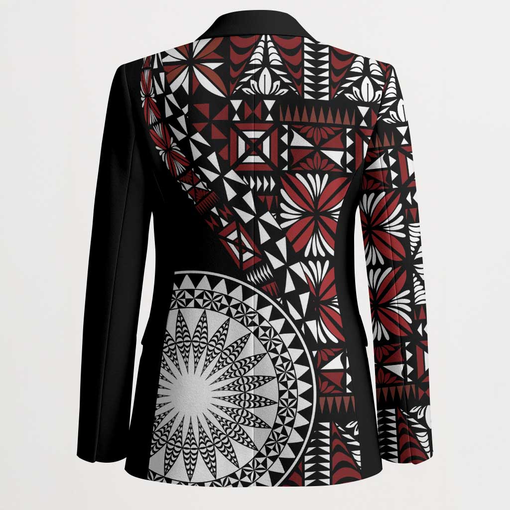 Red Tongan Ngatu Fonulei Pattern Blazer - Polynesian Pride