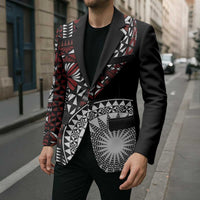 Red Tongan Ngatu Fonulei Pattern Blazer - Polynesian Pride