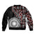 Red Tongan Ngatu Fonulei Pattern Bomber Jacket