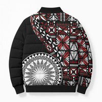 Red Tongan Ngatu Fonulei Pattern Bomber Puffer Jacket LT9 - Polynesian Pride