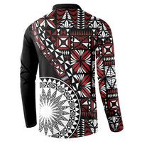 Red Tongan Ngatu Fonulei Pattern Button Sweatshirt LT9 - Polynesian Pride