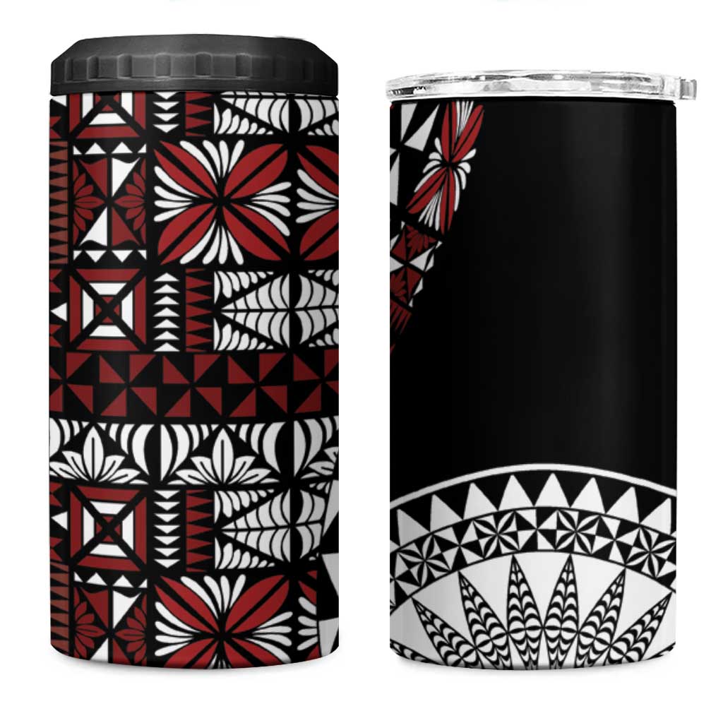 Red Tongan Ngatu Fonulei Pattern 4 in 1 Can Cooler Tumbler LT9 One Size: 16 oz Red - Polynesian Pride