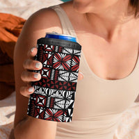 Red Tongan Ngatu Fonulei Pattern 4 in 1 Can Cooler Tumbler LT9 - Polynesian Pride