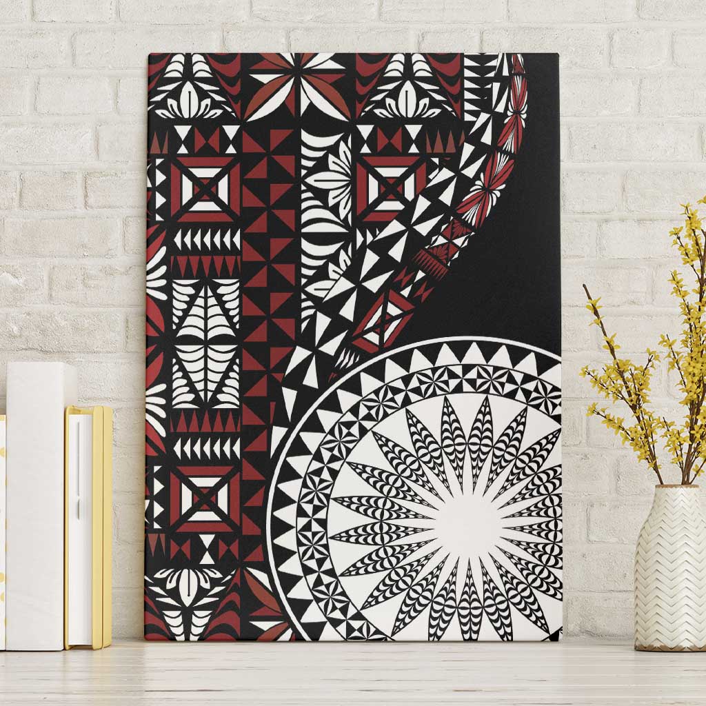 Red Tongan Ngatu Fonulei Pattern Canvas Wall Art LT9 Without Frame Red - Polynesian Pride