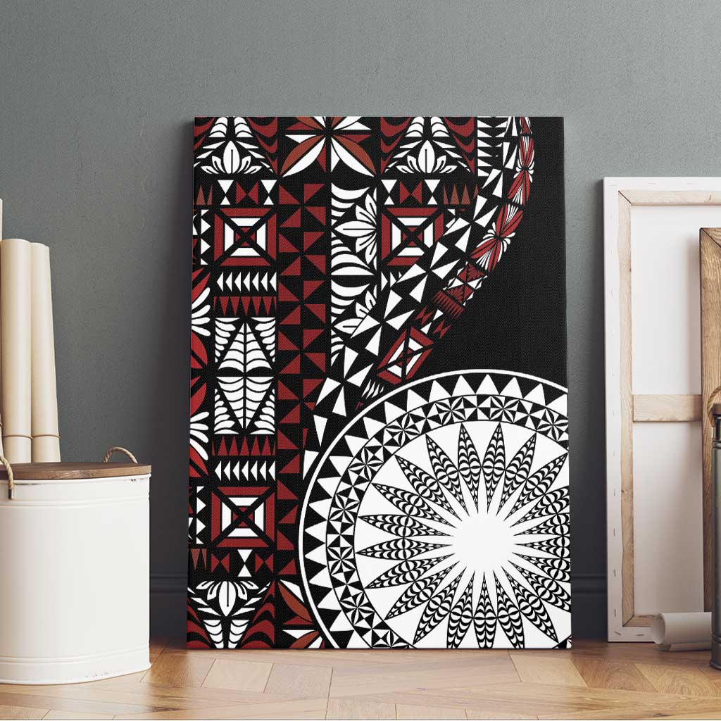 Red Tongan Ngatu Fonulei Pattern Canvas Wall Art LT9 - Polynesian Pride