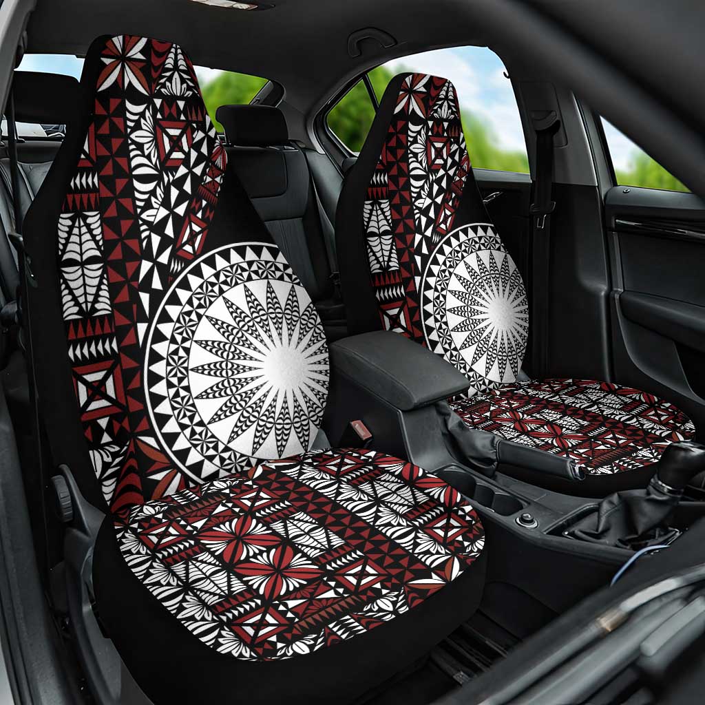 Red Tongan Ngatu Fonulei Pattern Car Seat Cover