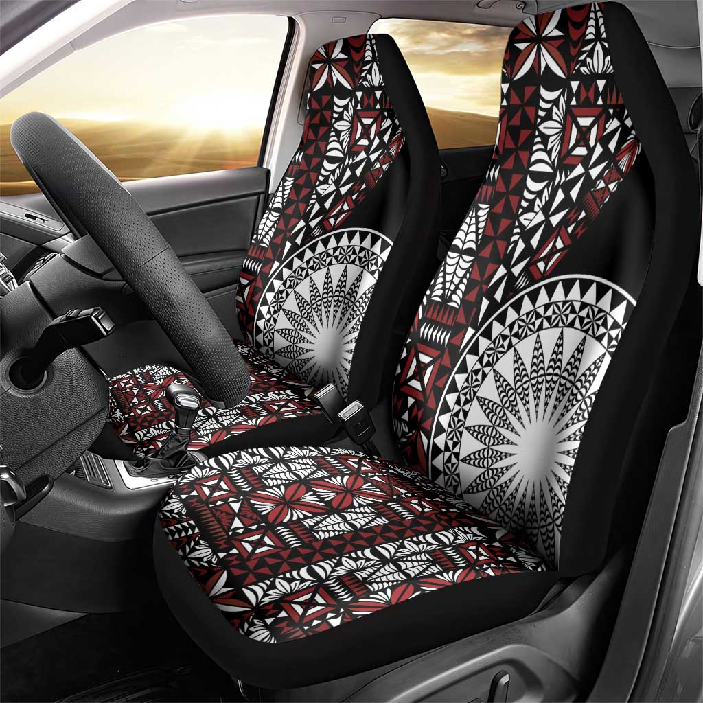 Red Tongan Ngatu Fonulei Pattern Car Seat Cover