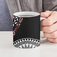 Red Tongan Ngatu Fonulei Pattern Ceramic Mug - Polynesian Pride