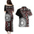Red Tongan Ngatu Fonulei Pattern Couples Matching Puletasi and Hawaiian Shirt