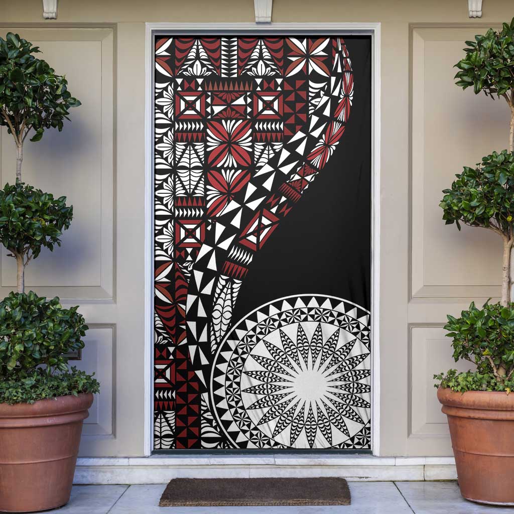 Red Tongan Ngatu Fonulei Pattern Door Cover LT9 Red - Polynesian Pride