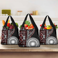 Red Tongan Ngatu Fonulei Pattern Grocery Bag LT9 3-pack One Size Red - Polynesian Pride