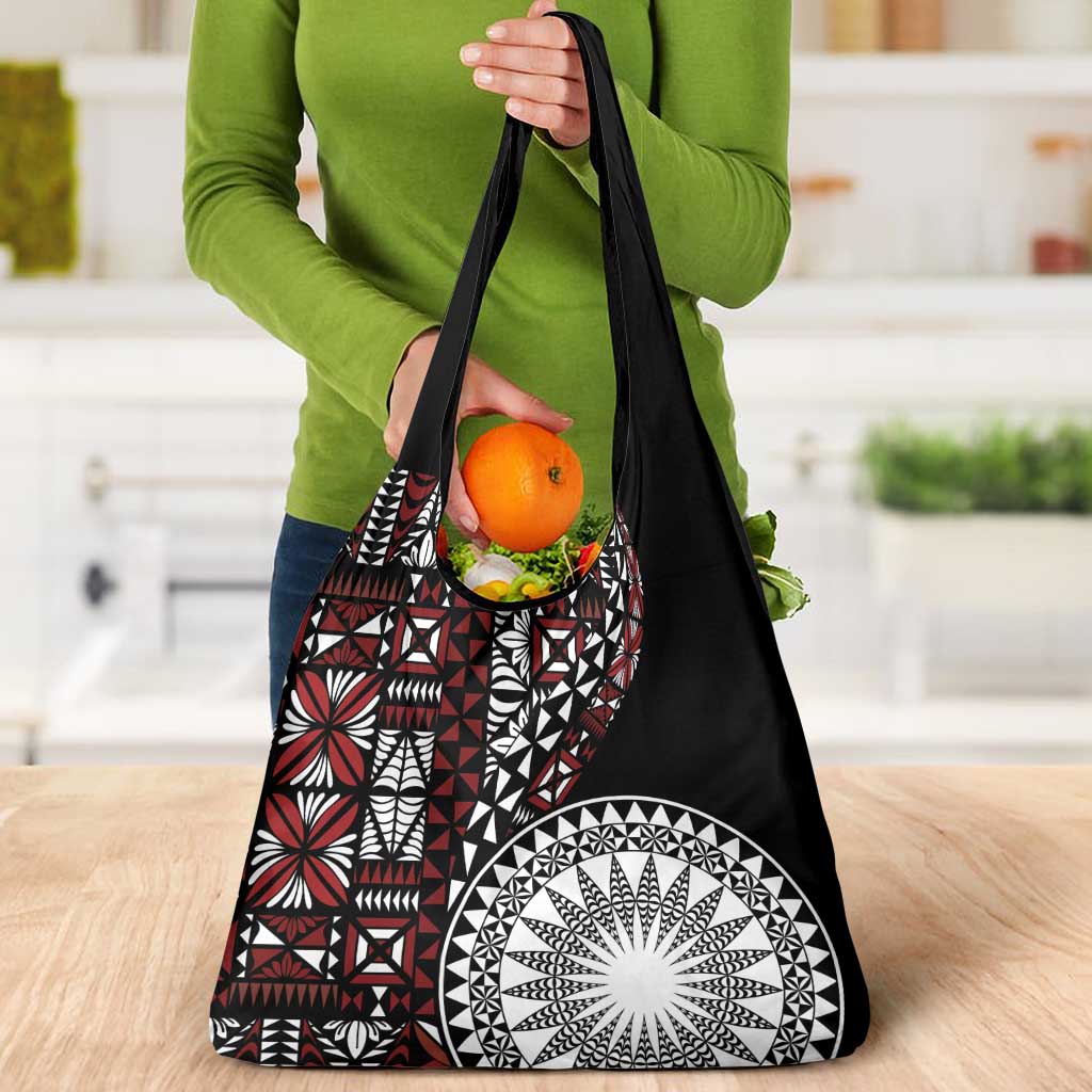 Red Tongan Ngatu Fonulei Pattern Grocery Bag LT9 - Polynesian Pride