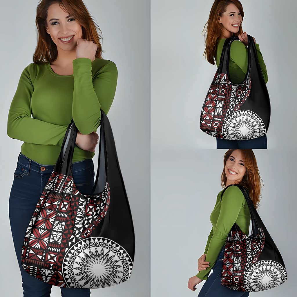 Red Tongan Ngatu Fonulei Pattern Grocery Bag LT9 - Polynesian Pride
