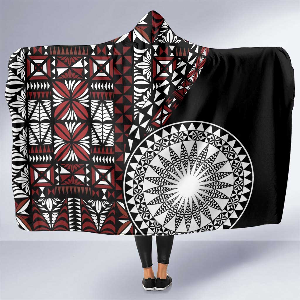 Red Tongan Ngatu Fonulei Pattern Hooded Blanket LT9 One Size Red - Polynesian Pride