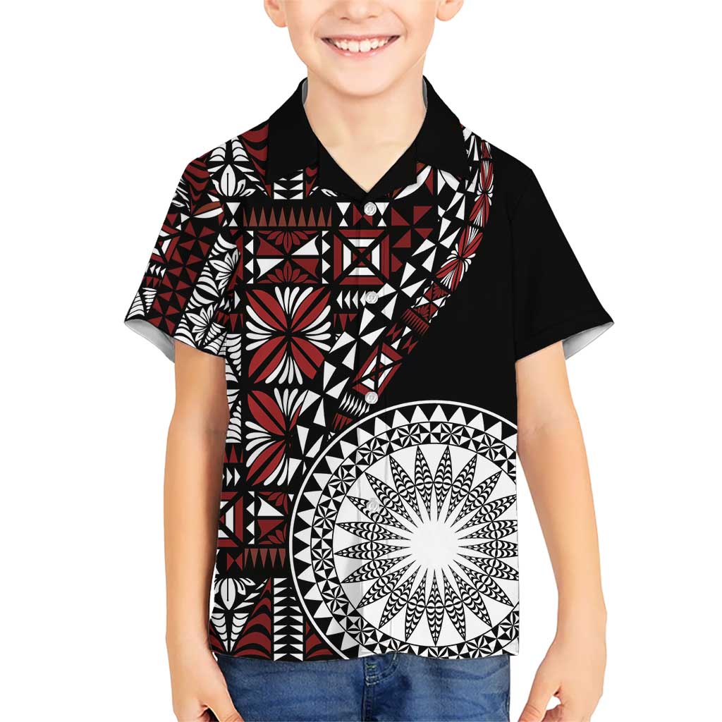 Red Tongan Ngatu Fonulei Pattern Kid Hawaiian Shirt LT9 Kid Red - Polynesian Pride